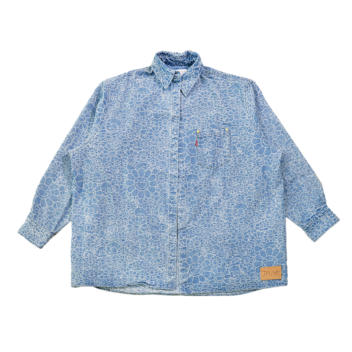 Flowers and Skulls Jacquard Denim Haori Shirt / Light Blue(5月上旬 