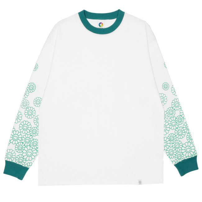 TM Flowers on Sleeve L/S T-shirts White×Green（11月下旬頃より順次発送）