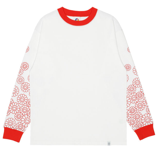 TM Flowers on Sleeve L/S T-shirts White×Red（11月下旬頃より順次発送）